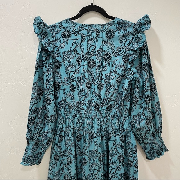 NWT Banjanan Bristol Pearl Midi Dress Women's XL Turquoise Pockets Long Sleeve - Picture 14 of 16